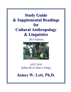 Study Guide and Supplemental Readings for Cultural Anthropology