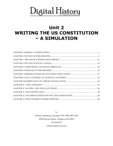 Unit 2 WRITING THE US CONSTITUTION – A
