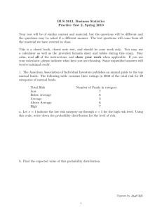 BUS 3613, Business Statistics Practice Test 2, Spring 2010 Your test