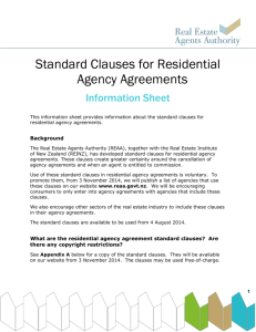 Standard Clauses for Residential Agency Agreements