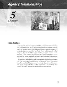 Chapter 5: Agency Relationships Introduction