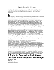 A Right to Counsel in Civil Cases: Lessons from Gideon v. Wainwright