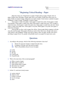 Beginning Critical Reading – Paper Questions
