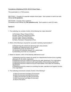 Foundations of Marketing: B1072: 2012/13 Exam Paper This