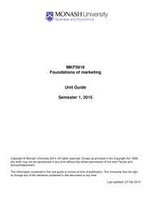 MKF5916 Foundations of marketing Unit Guide Semester 1, 2015