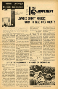 LOWNDES COUNTY NEGROES WORK TO TAKE OVER COUNTY