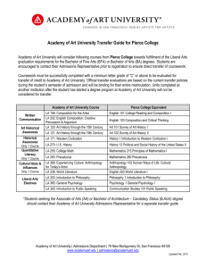 Academy of Art University Transfer Guide for Pierce College
