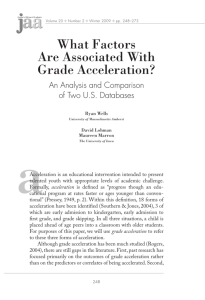 What factors are associated with grade acceleration? An analysis