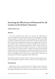 Increasing the Effectiveness of Homework for All Learners in the
