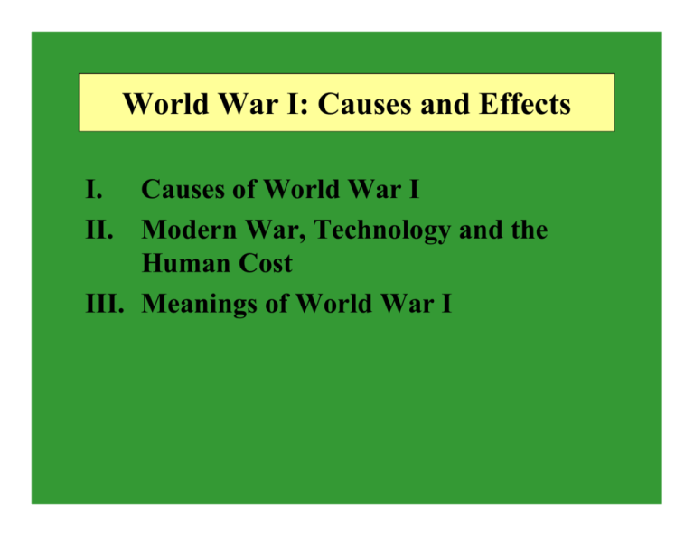 World War I Causes And Effects