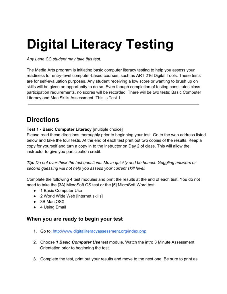 What Is A Basic Computer Literacy Test