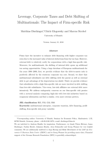 Leverage, Corporate Taxes and Debt Shifting of Multinationals: The