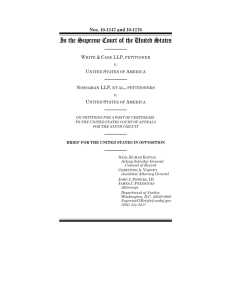 Brief for the United States in Opposition : White & Case and