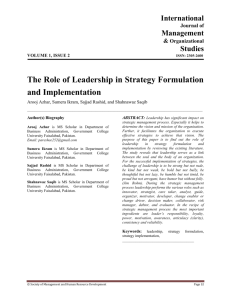 The Role of Leadership in Strategy Formulation and Implementation