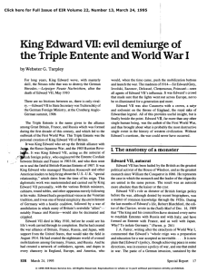 King Edward VII: Evil Demiurge of the Triple Entente and World War I