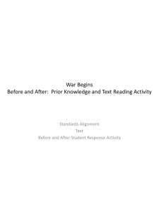 War Begins Prior knowledge and reading activity