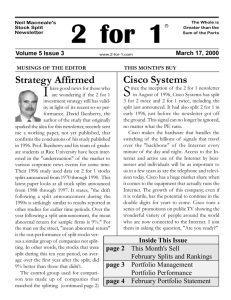 2 for 1 Mar00 - 2 for 1 Stock Split Newsletter