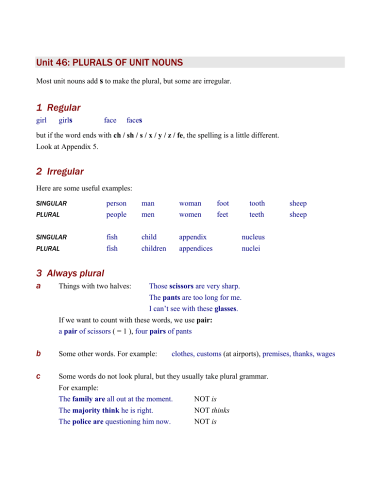 What is a table of plural and singular nouns  Quora