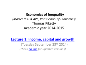 Lecture 1 - Thomas Piketty