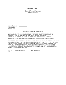 STANDARD FORM Deferred Payment Agreement Form No. 98