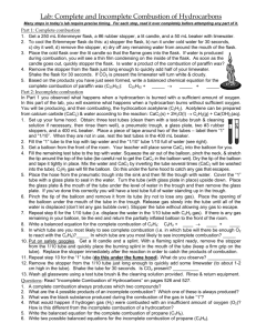 Lab - Combustion of Hydrocarbons, Calcium Carbide, Acetylene