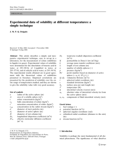 Experimental data of solubility at different temperatures: a simple