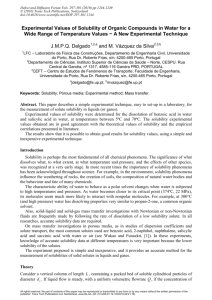 Experimental Values of Solubility of Organic Compounds in Water