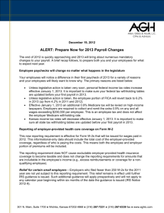 ALERT: Prepare Now for 2013 Payroll Changes