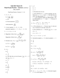 Fall 2015 Math 151 Final Exam Practice