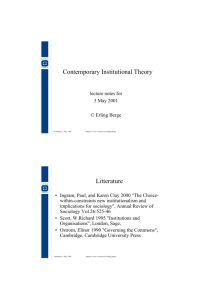 Lecture notes on institutional theory