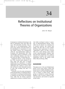 Reflections on Institutional Theories of Organizations