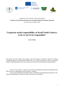 Corporate social responsibility at Kraft Foods Lietuva: to be