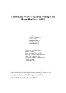 A systematic review of research relating to the Mental Health Act