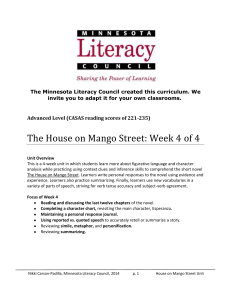 The House on Mango Street: Week 4 of 4