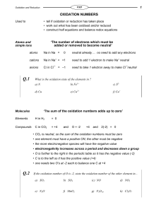 oxidation numbers