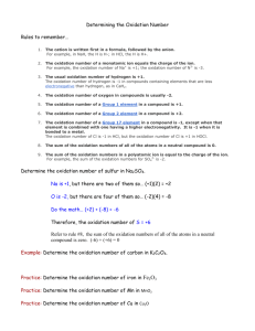 Determining the Oxidation Number Rules to