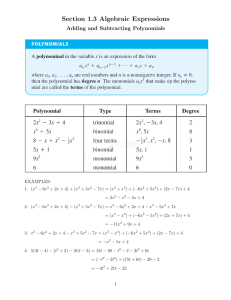 Section 1.3 Algebraic Expressions