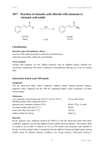 2017 Reaction of cinnamic acid chloride with ammonia to cinnamic
