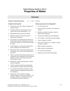 Properties of Matter - Cranston Public Schools