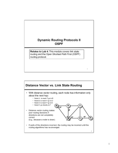 Dynamic Routing Protocols II OSPF Distance Vector vs. Link State