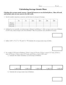 Average Atomic Mass Worksheet – Solutions