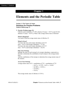 Chapter 1 Elements and the Periodic Table