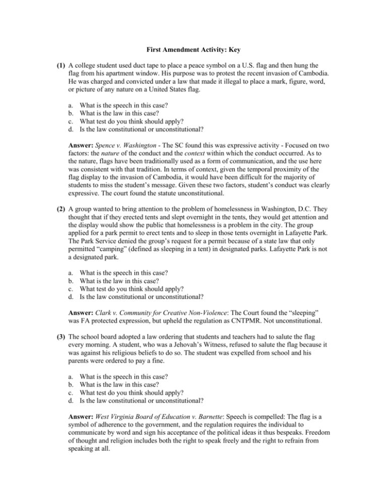 first amendment essay questions and answers