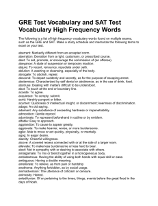 Gre Test Vocabulary and Sat Test Vocabulary High Frequency Words