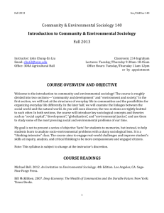 John Liu | Fall 2013 - Community & Environment Sociology