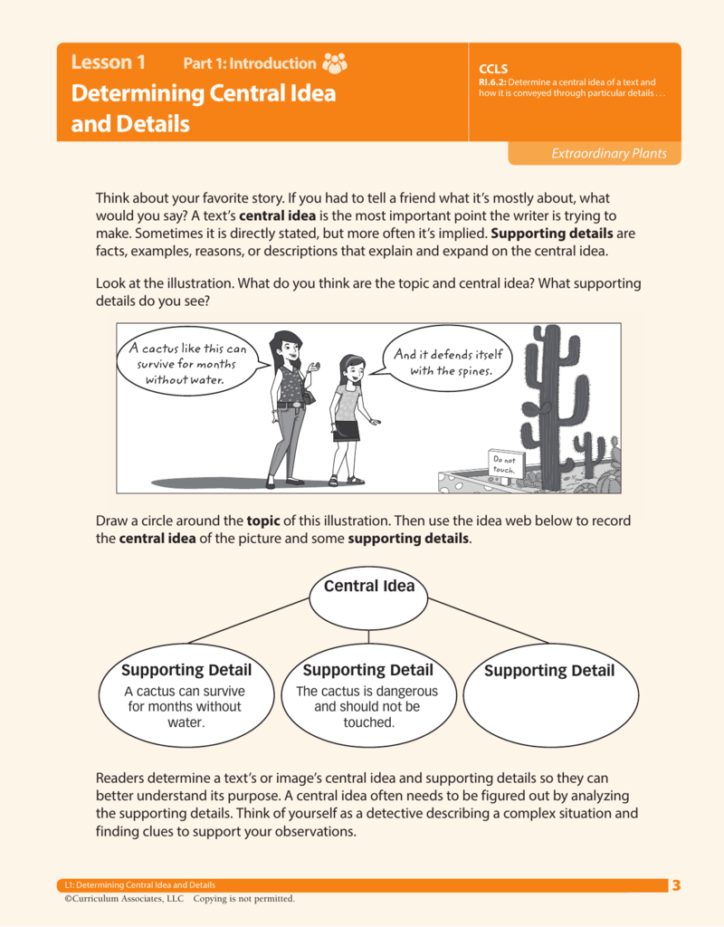 Lesson 1 Determining Central Idea And Details