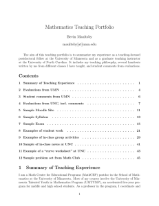 Mathematics Teaching Portfolio