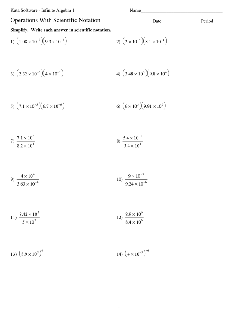 scientific notation worksheets Within Scientific Notation Worksheet With Answers