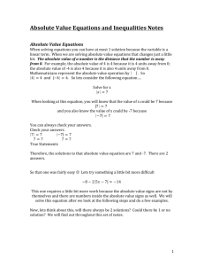 Absolute Value Equations and Inequalities Notes