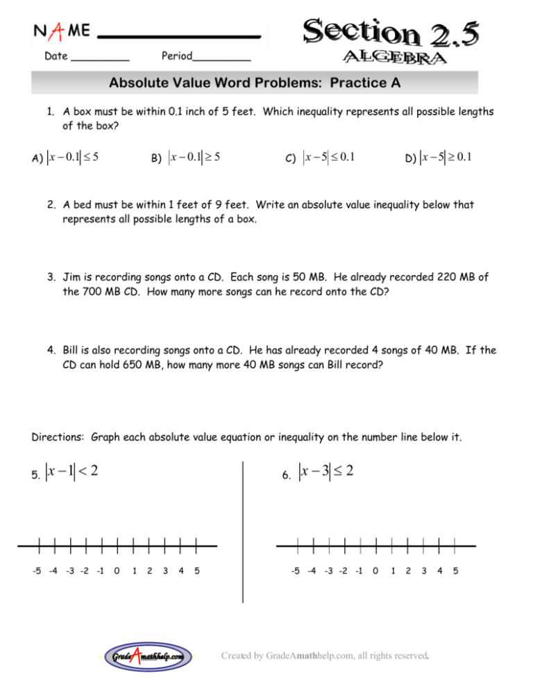 how to solve absolute value inequality word problems